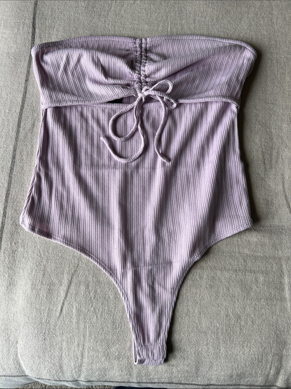 Le Lis Strapless Ribbed Lilac One-Piece Bodysuit